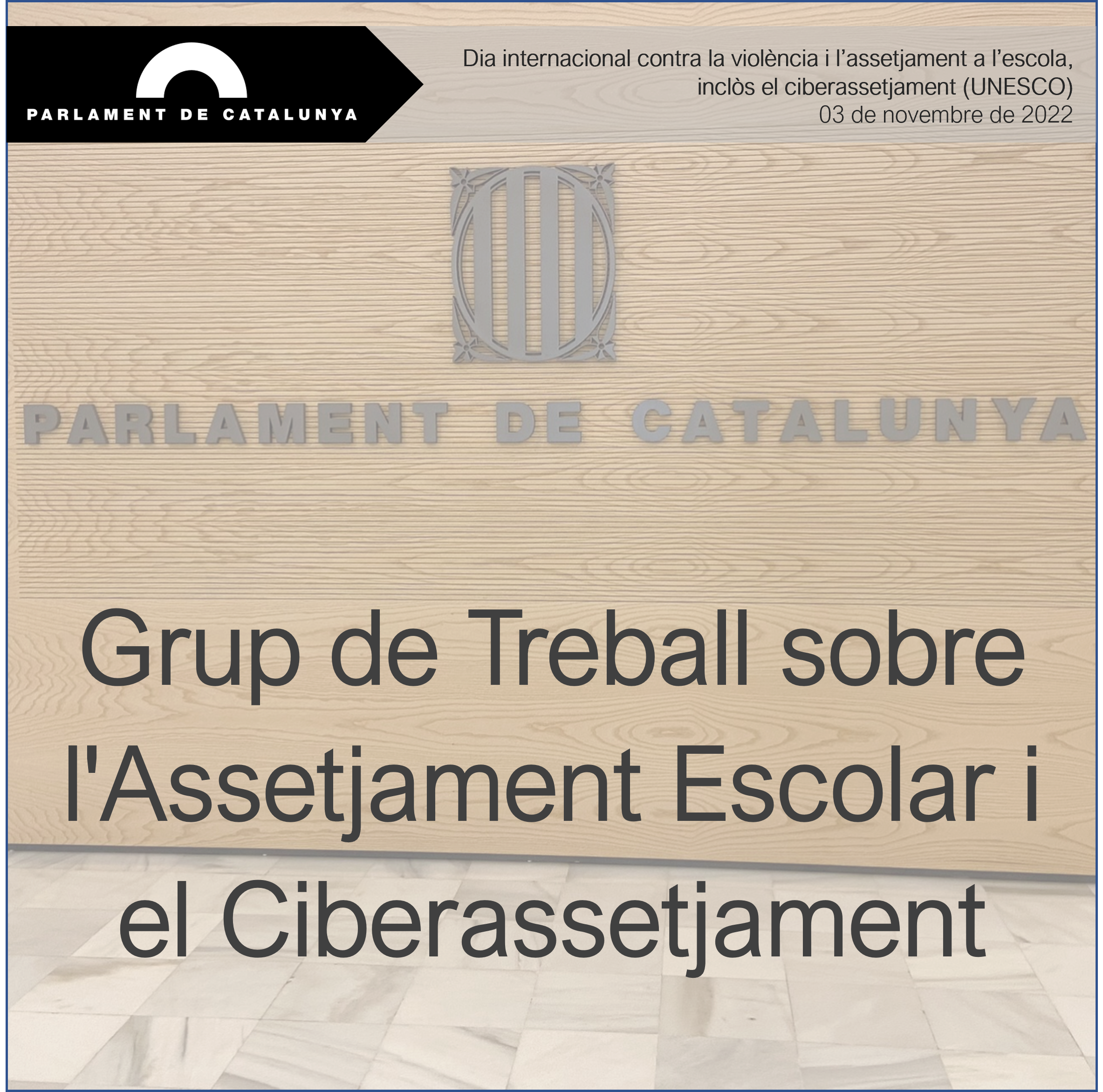 Comparecencia Grupo de Trabajo sobre el Acoso Escolar y el Ciberacoso (Parlament de Catalunya)